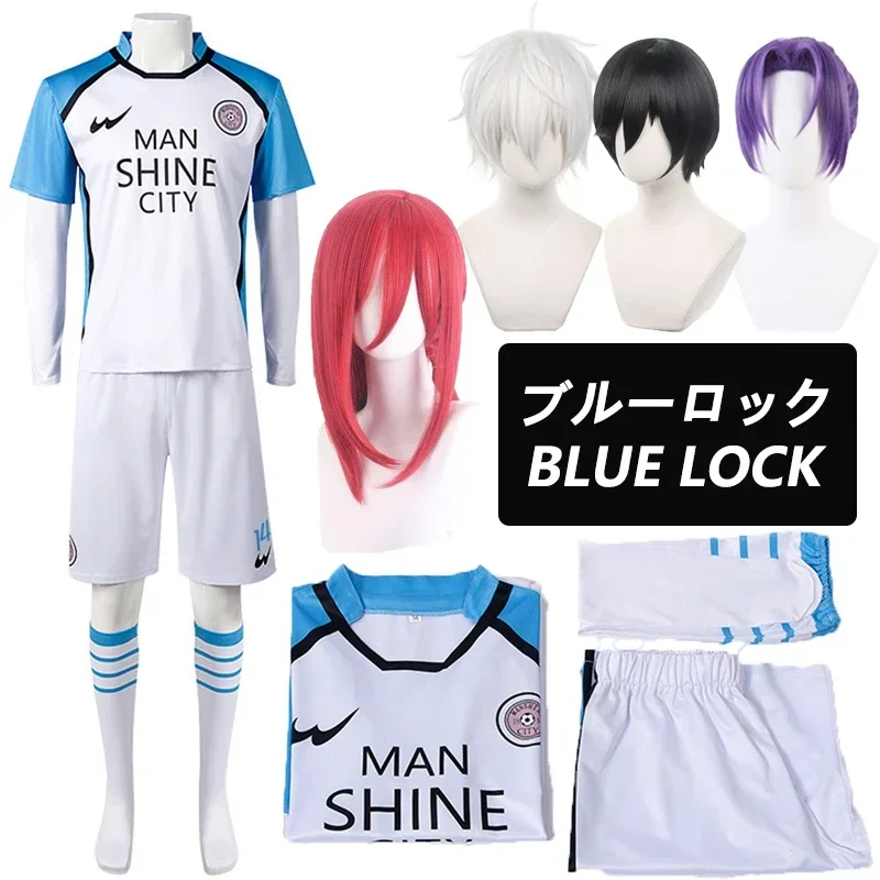 Anime Blue Lock Cosplay kostým Červené jednotné tričko parochňa parochňa Chigiri Hyoma Seishiro Reo Mikage Nagi Cosplay Football Tracksuit Mn