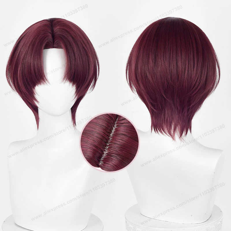 Anime Breaker vetra Hayato suo cosplay parochňa 32 cm krátke tmavo červeno hnedé hnedé vlasy odolné voči syntetickým parochni