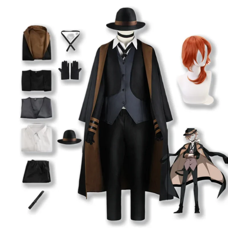 Anime Bungo Stray Dogs Cosplay Chuya nakahara dazai Osamu Akiko Yosano Butterfly kostým parochňu klobúk Ženy Men Uniformný oblek