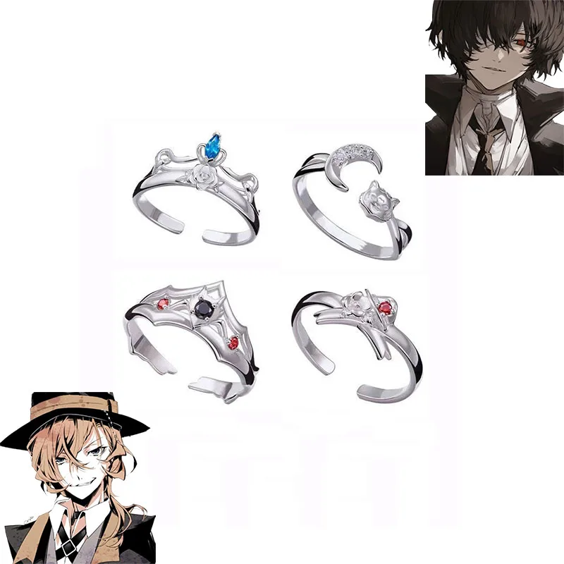 Anime Bungo Stray Dogs Ring Nakahara Chuya Dazai Osamu Ryunosuke nakajima atsushi cosplay unisex nastaviteľný večierok prsteň šperky
