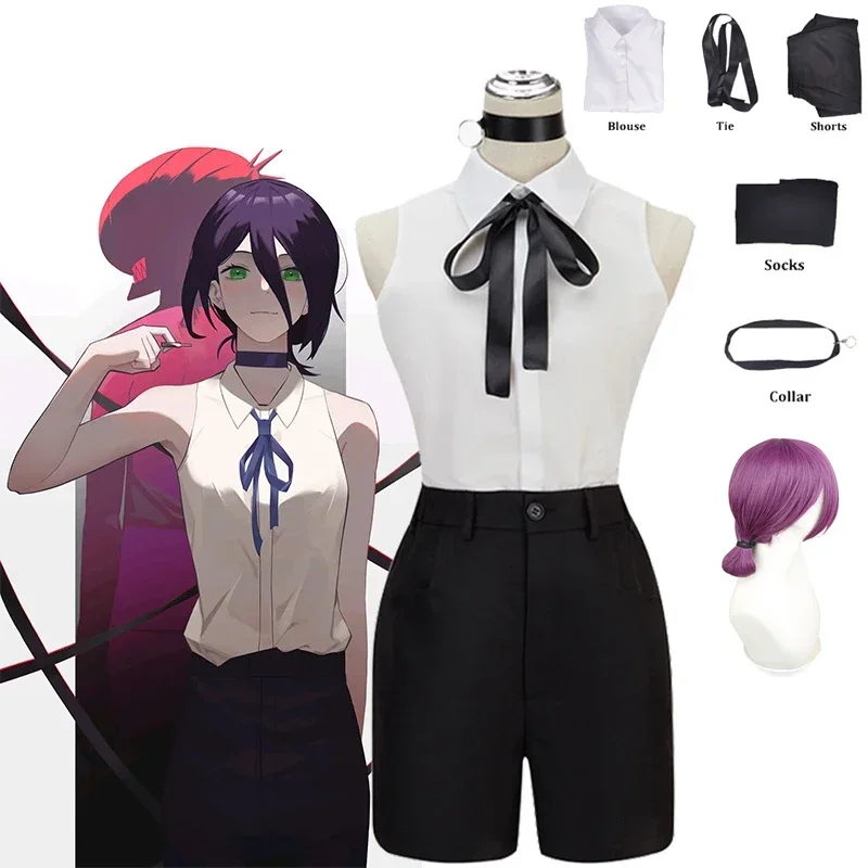 Anime Chainsaw Man Reze Cosplay kostým oblečenie blúzka kravaty krajené rekvizity Oreze cos parochne ženy uniformné halloweenské hrania rolí hrania v súprave v