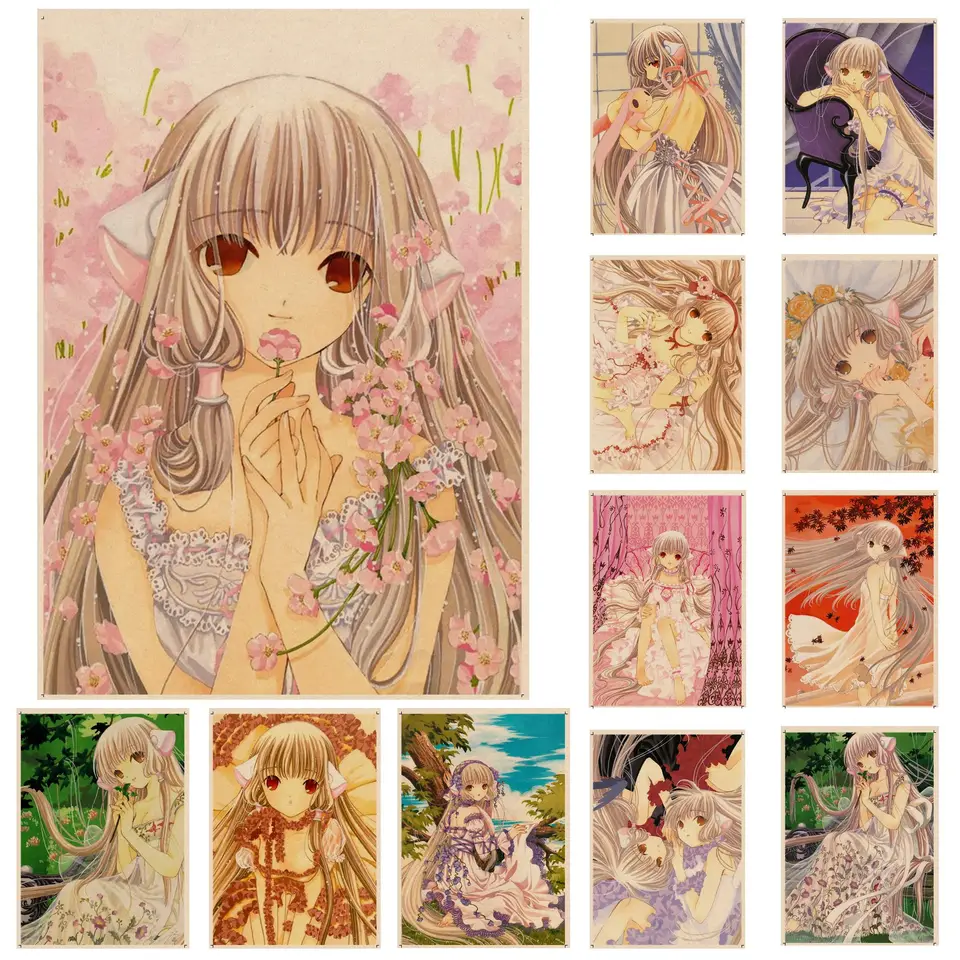 Anime chobits retro kraft papierový plagát kraft papier s nálepkou domáca barová kaviareň stena dekor
