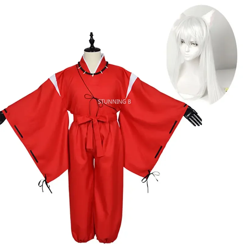 Anime cosplay inuyasha kostýmy Kimono Halloween kostýmy pre mužov rola hraním oblečenia na parochňu Party Red Uniforma plná sada
