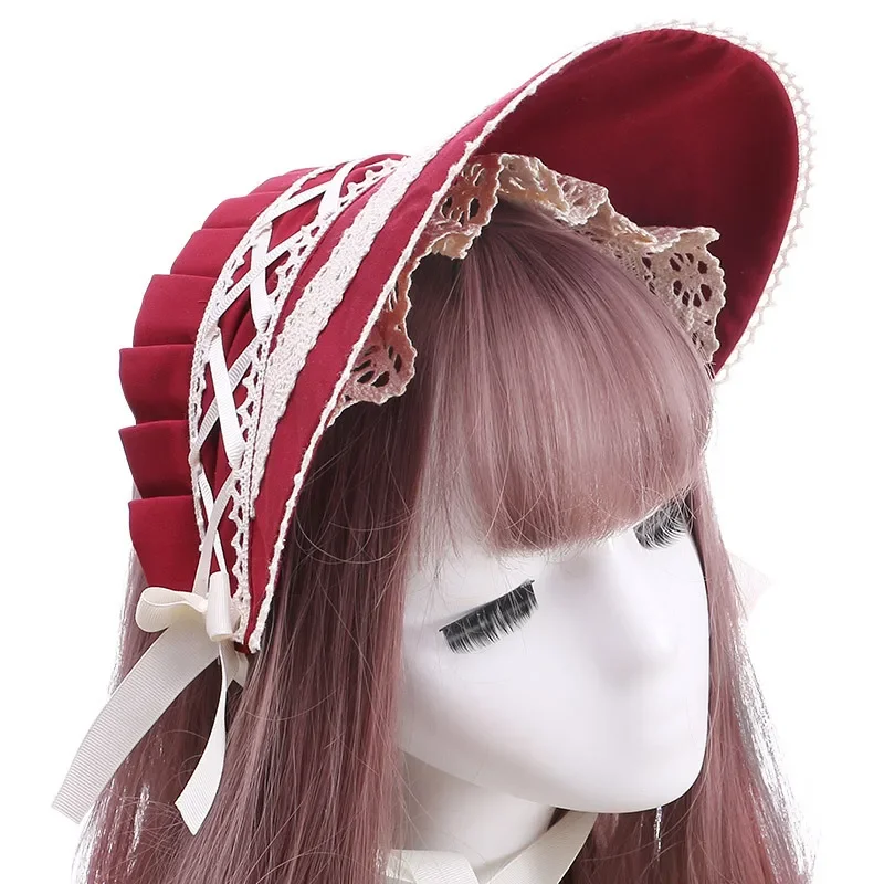 Anime cosplay japonská vinobranie princezná roztomilý sladký luk gotická čipka kapota slnečný klobúk poklesy lolita doplnky elegantný čajový večierok