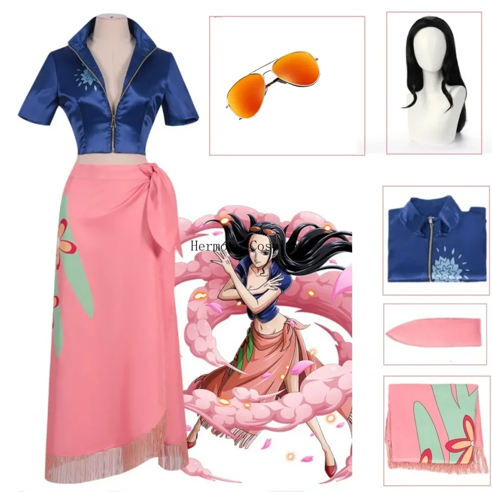 Anime Cosplay kostýmové šaty oblečenie Nico Robin Cosplay kostýmy okuliare Party parochne kostýmy pre dievčatá Halloween Carnival Suit