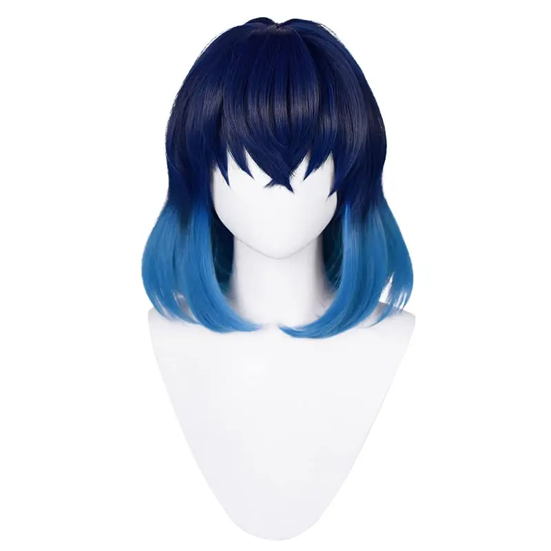 Anime cosplay rekvizity démon hashira inosuke čierne zmiešané modré rovné parochne vlasov