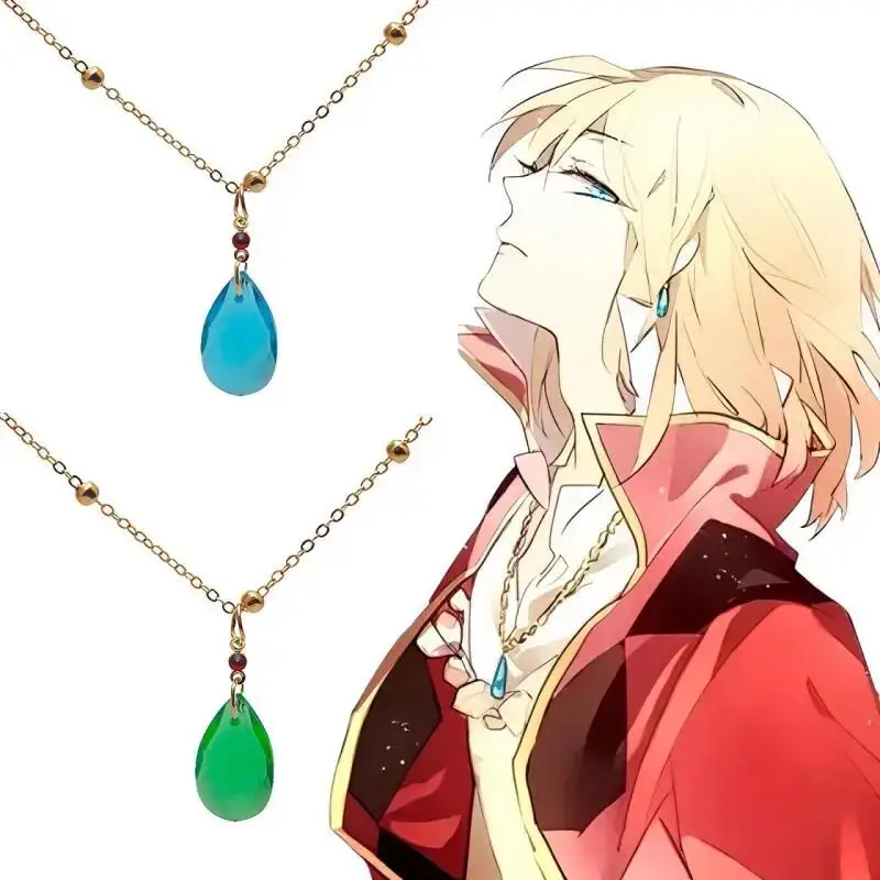 Anime cosplay vytie s pohyblivým hradom prívesok Náhrdelník krištáľový vodný reťazec reťazový reťaz náhrdelníka