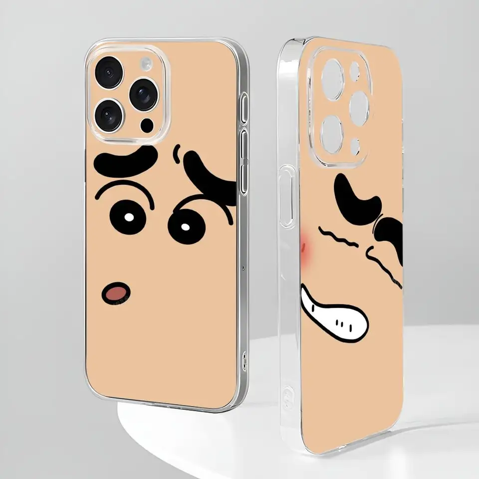 Anime Crayon Shin-Chans Telefon Pase Nové pre iPhone 16 15 14 12 13 11 Pro Max Mini x XR XS Plus čierny silikón Transparentný kryt