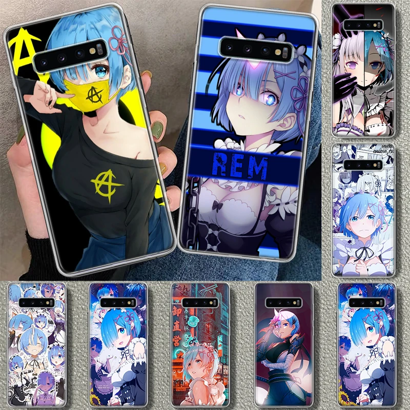 Anime Cute Rem Phone Cover Case pre Samsung Galaxy S20 S21 Fe S22 S23 S24 Ultra S10 S10E S9 S8 Plus + Art Gift Coque