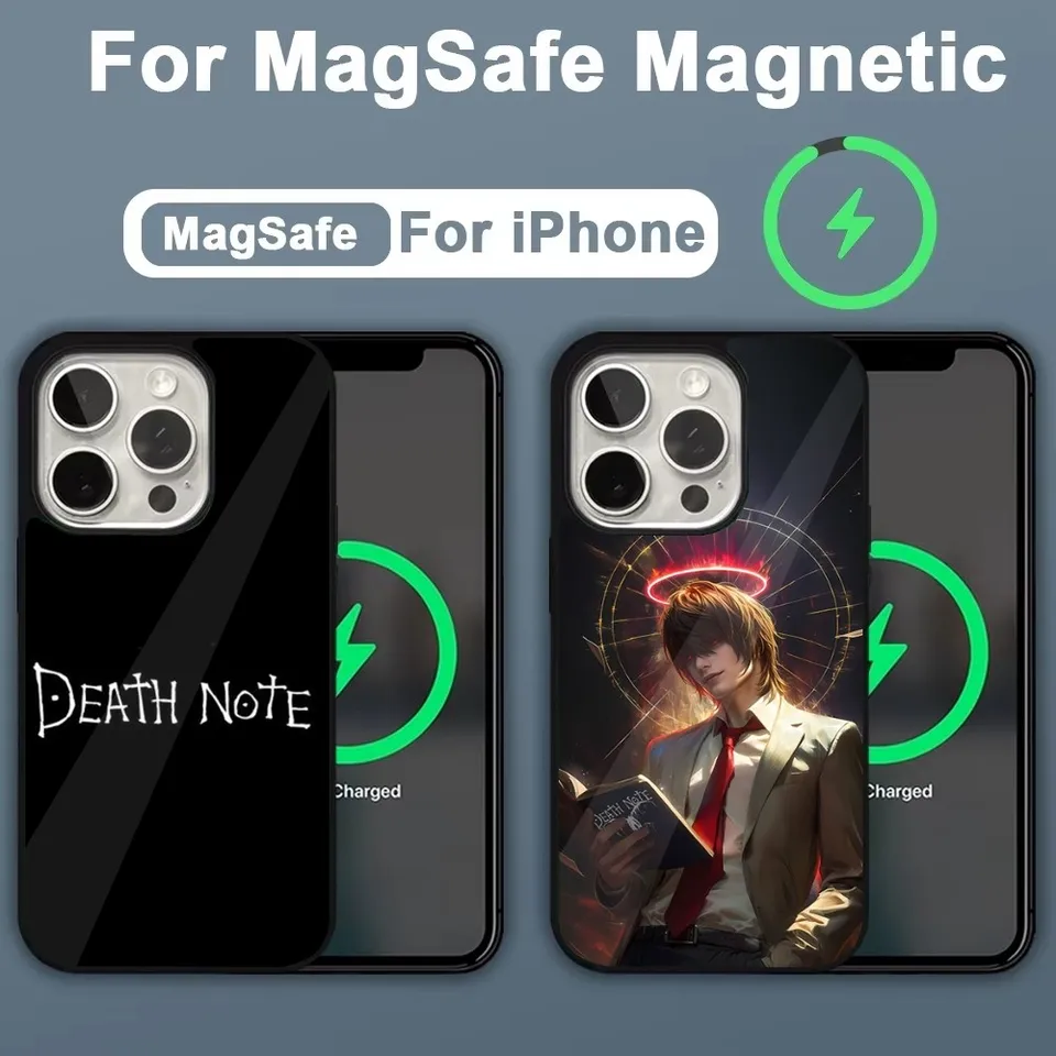 Anime D-Deaths-Note Phone Puzdet pre iPhone 16,15,14,13,12,11, Plus, Pro, Max, Mini Magsafe magnetické bezdrôtové nabíjanie