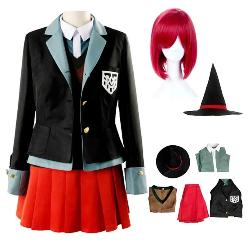 Anime Danganronpa kúzelník Yumeno Hitiko Girl Uniform Cosplay kostým Halloween karneval študent Uniform Cosplay Red Parochňa