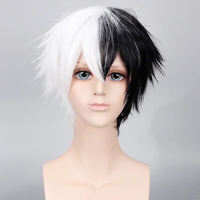 Anime Danganronpa Monokuma parochňa Cosplay kostým Dangan Ronpa Ženy Muži krátke biele čierne zmiešané syntetické vlasové parochne + parochňa čiapka