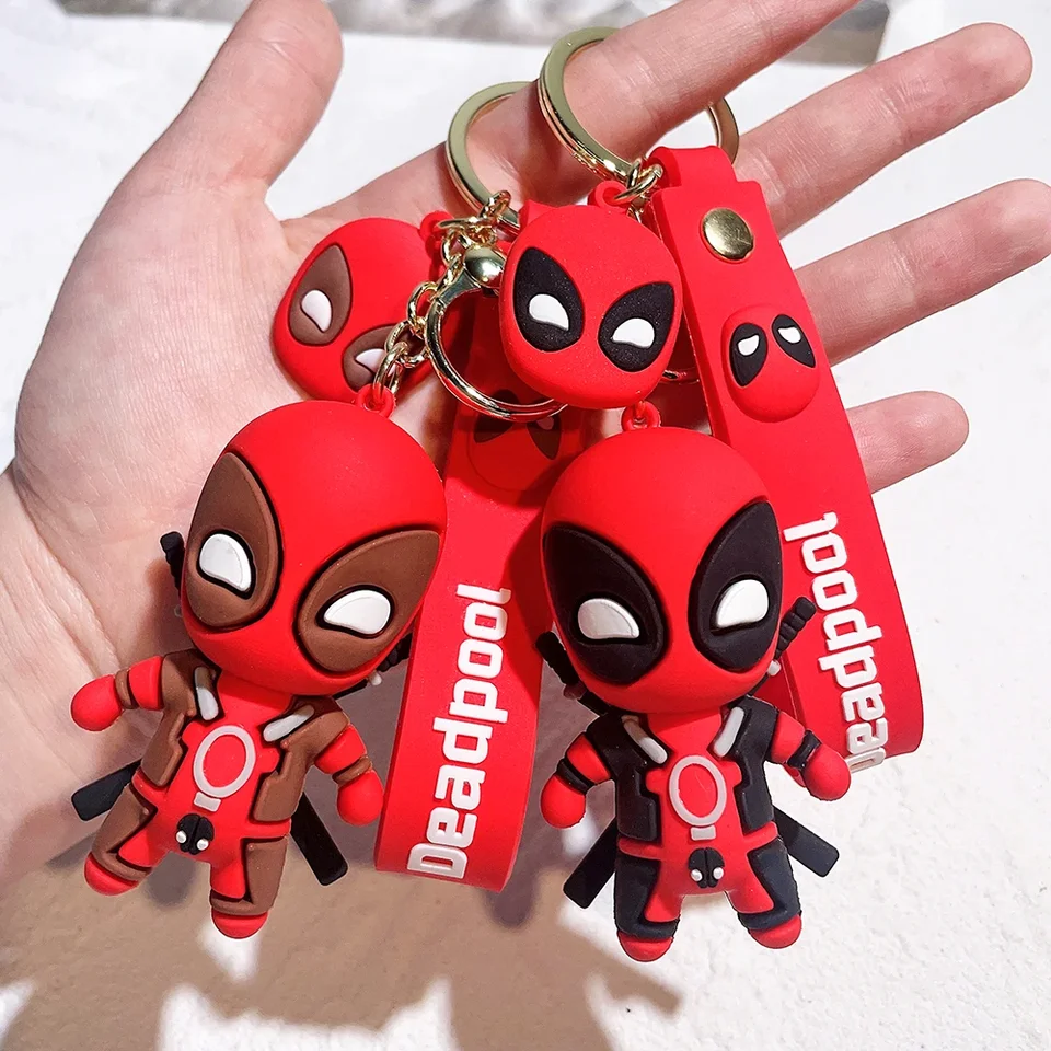 Anime Deadpool Keychain Figures roztomilý prívesok na bábiku q verzia módny batohový pár tašky Keyring prívesok narodeniny vianočný darček