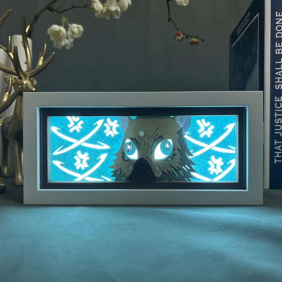 Anime dekorácia Light Box Hashira Inosuke lampa pre Hoom Decor 3D papier rezaná stolová lampa manga vianočný darček