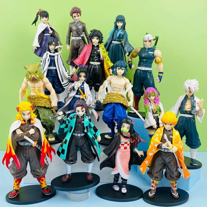 Anime Demon Slayer Action Figure Stánok Pozostatok Nezuko Tanjirou Mitsuri Shinobu Zenitsu Kyoujurou Akčný figurálny model