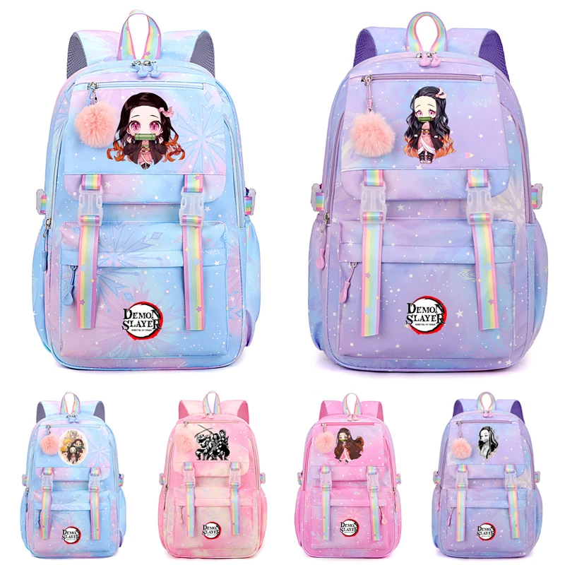 Anime Demon Slayer Batoh vodotesný ľahký knižníčka pre deti Darčeky Dámske turistické cestovné taška na voľný čas Rucksnack Mochila