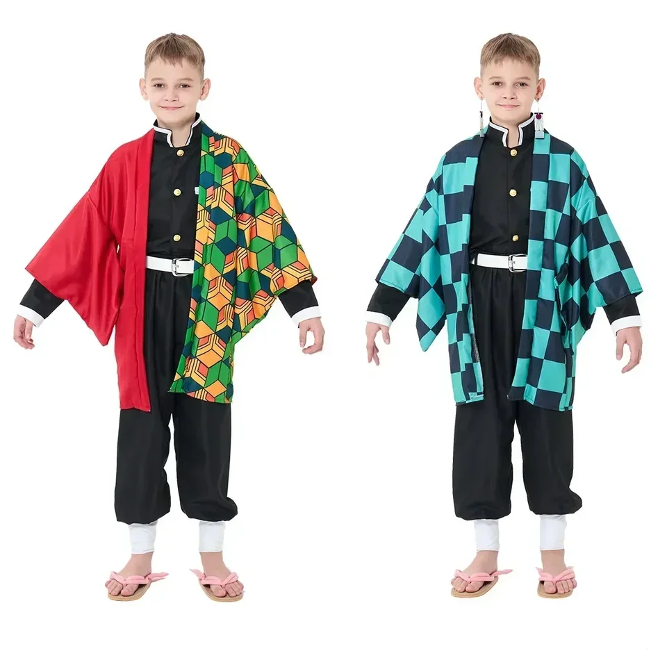 Anime Demon Slayer Kamado Tanjirou Tomioka Giyuu Agatsuma Zenitsu Rengok Kyoujurou Cosplay kostýmy Kimono Uniforma pre deti chlapcov