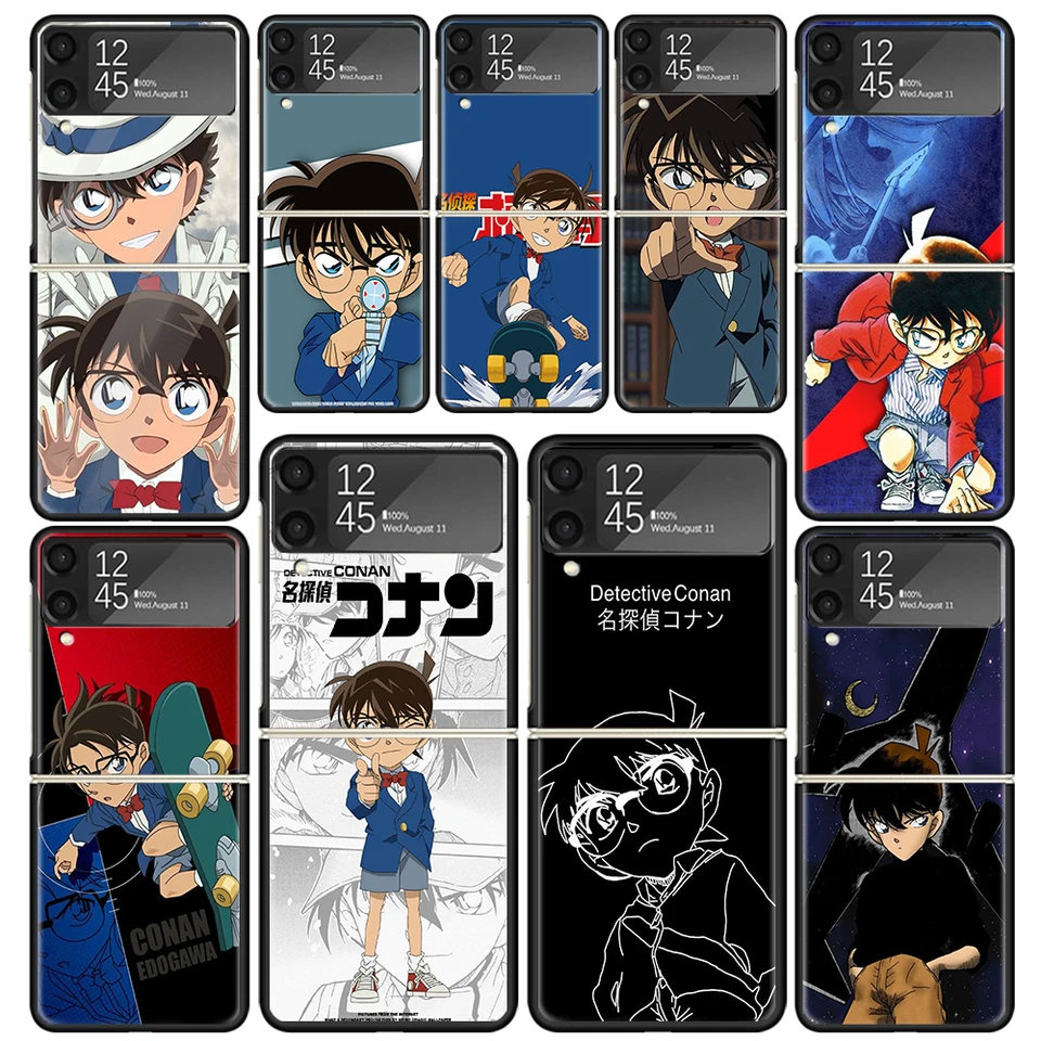 Anime detektív Conan Clear Pase pre Samsung Z Flip 5 4 3 Galaxy Zflip 6 5G Shock odolný voči tvrdému tlačenému krytu TPU PC Coque