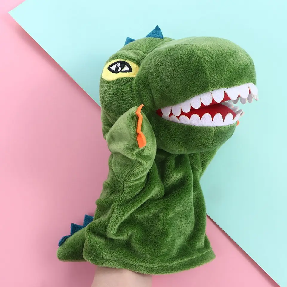 Anime Doll Hračky plnené zvieratá Dinosaurus Bear Shark Finger Puppet Plusped Doll Hand Bitch Puppet Animal Puppet