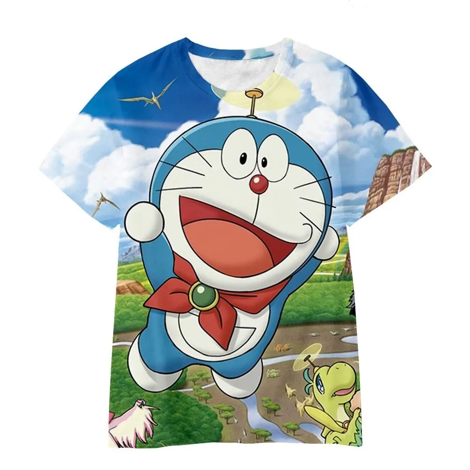 Anime Doraemon 3D digitálne tlačené detské tričko Top, vhodné pre krátke rukávy denných príležitostí, nové pre rok 2025