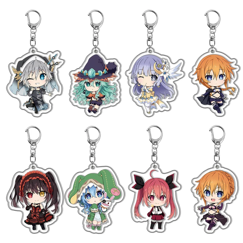 Anime dátum Keychain cosplay cosplay yoshino yatogami tohka tokisaki kurumi akrylová figúrka kľúča kľúča prívesok priateľ priateľ