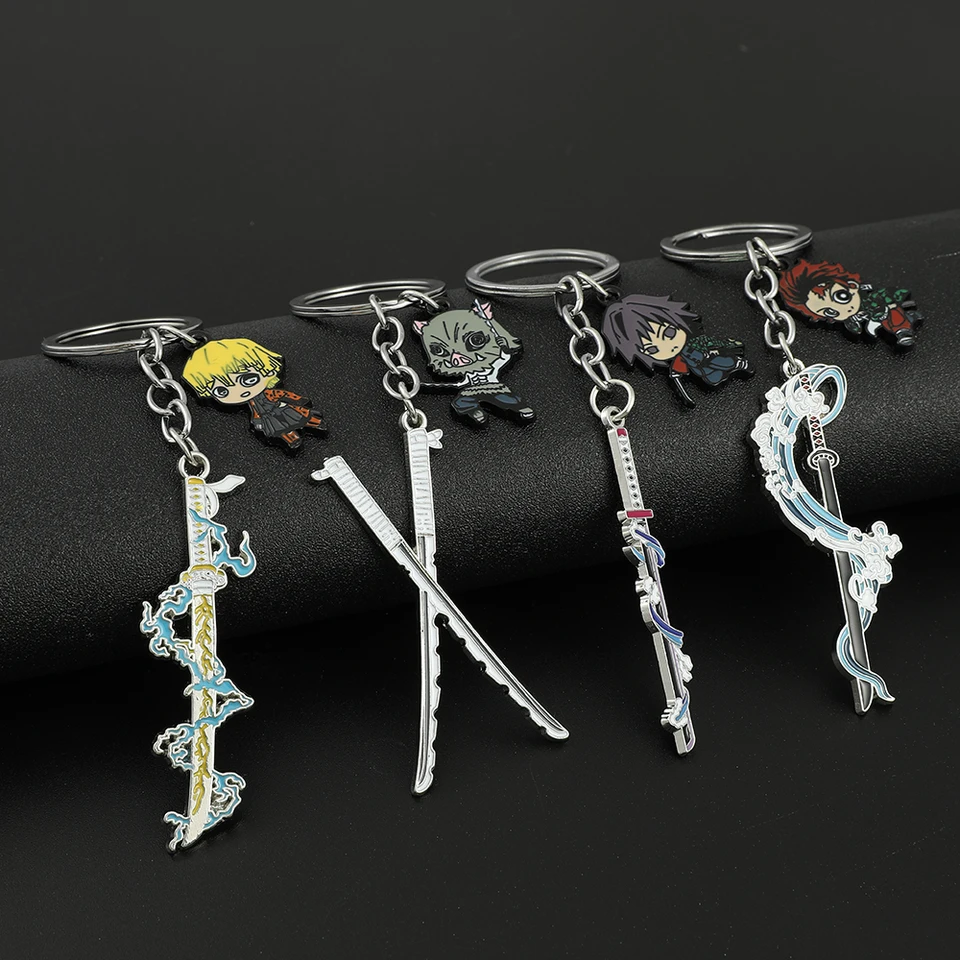 Anime démon Slayer meč Keychain kimetsu no yaiba tomioka giyuu kochou shinobu zbraň cosplay kľúče kov kovový prívesok prívesok Keyring