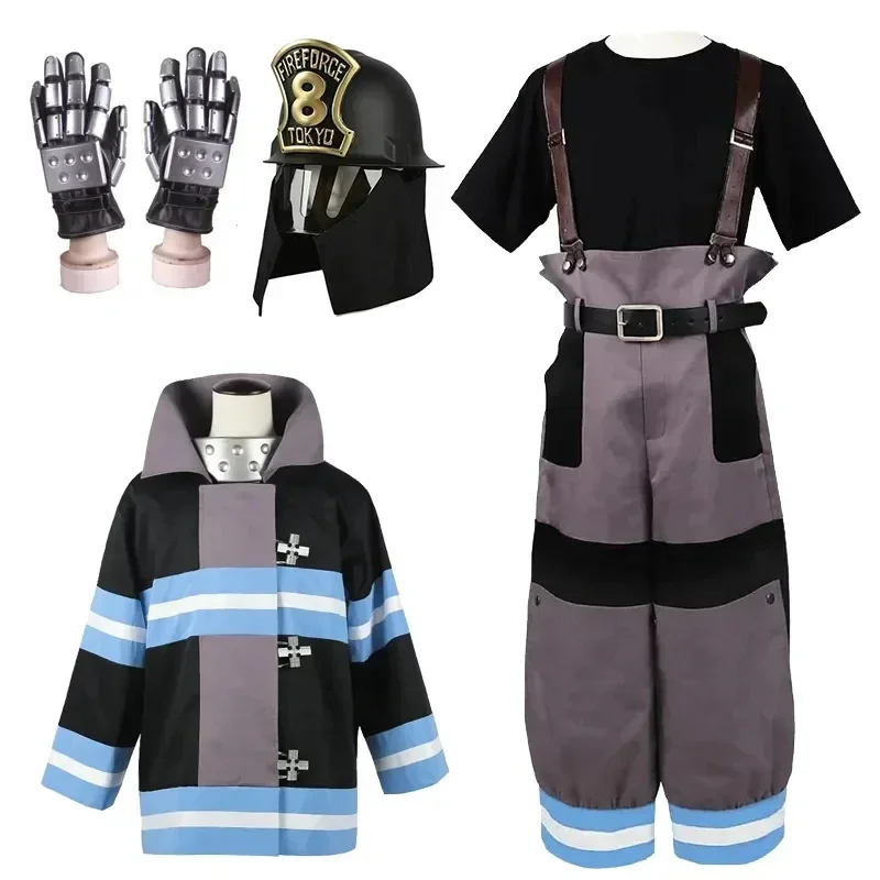Anime Fire Force Enen no Shouboutai Cosplay Full Set Pants Pants Tamaki Kotatsu Shinra Kusakabe kostým Hasičský uniforma