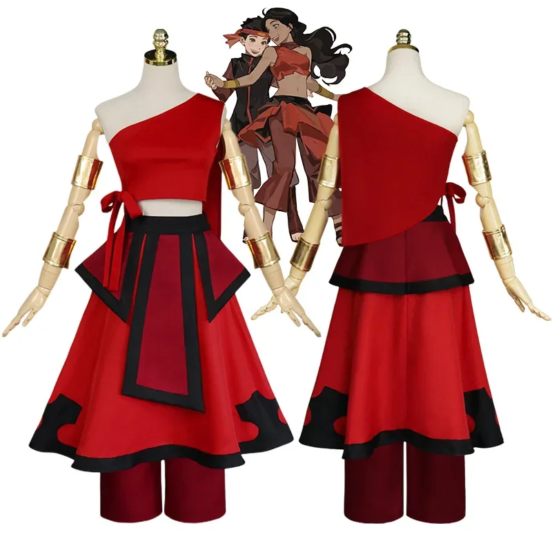 Anime Fire Nation Katara Cosplay kostým avatar posledný airbender cosplay červená uniforma dospelých dospelých žien Halloween karnevalové oblečenie