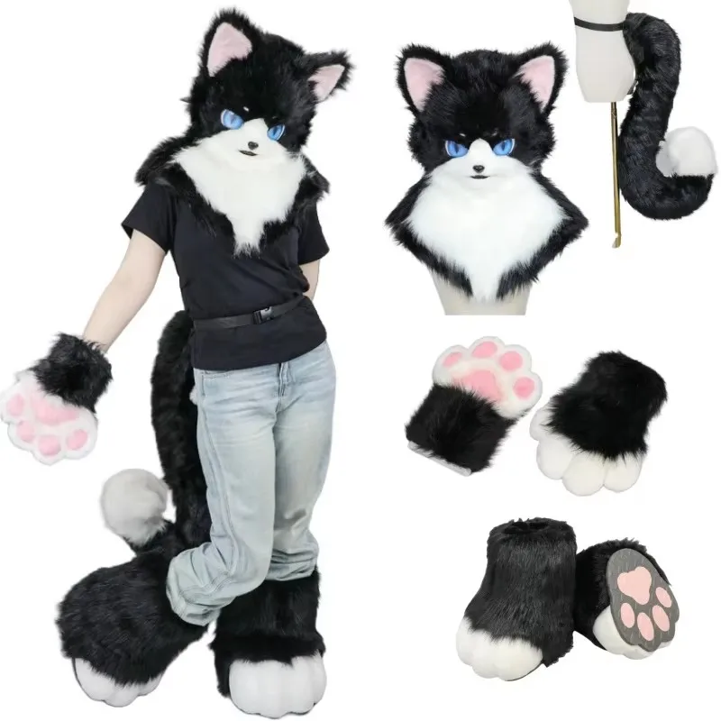 Anime fursuit Furry Fox Cats Headar Masks Maska chvostové topánky zvierat Halloween Set Cosplay kostýmy