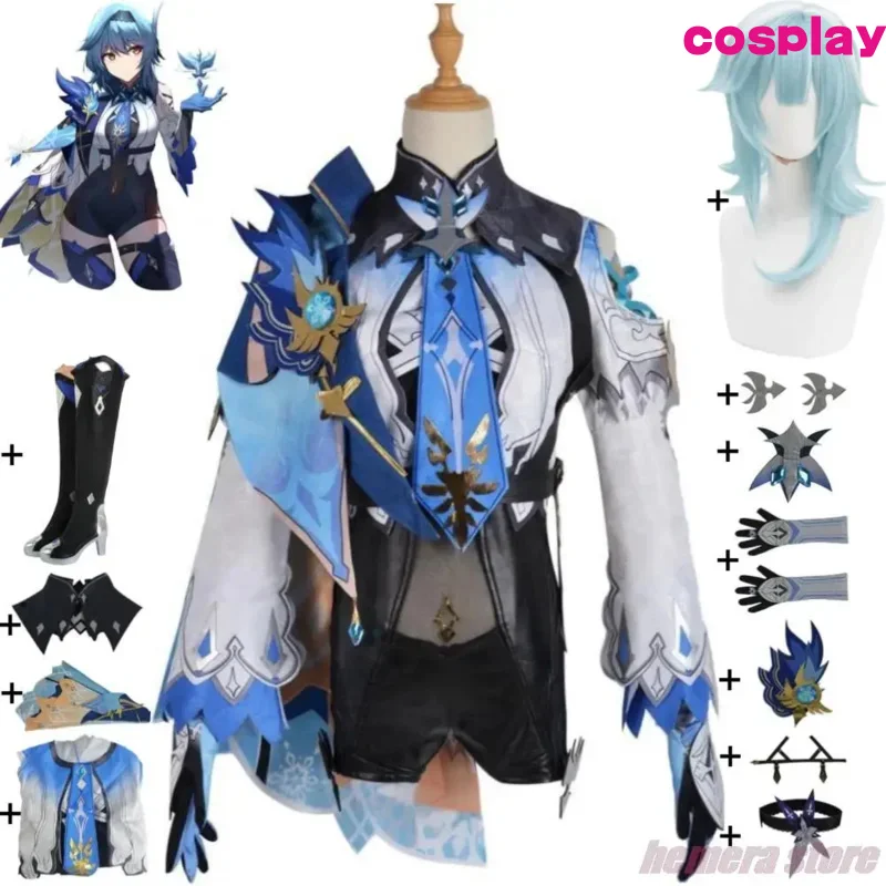 Anime Game Genshin Impact Eula Lawrence Cosplay kostým parochňové topánky Mondstadt rytieri Favonius Sexy Woman Uniform Hallowen Su d