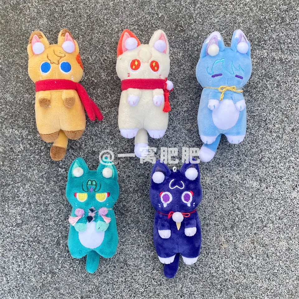 Anime Genshin Impact Balladeer Tartaglia Kaedehara Kazuha Xiao Cute Cat 12cm Plush Bag Prívesok cosplay kľúče kľúča darček