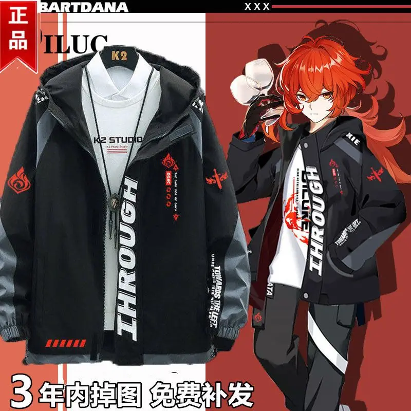 Anime genshin náraz zimuc ragnvindr bundy jesenné zimné oblečenie módne kapucne kapucňa Outwear Slim fit kapucňa narodeniny darček dievča