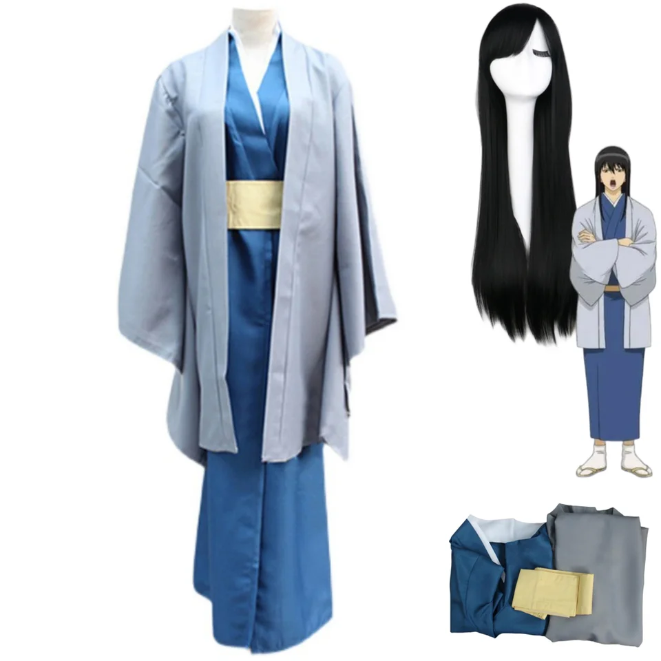 Anime gintama katsura kotarou cosplay kostým japonský modrý kimono plášť dospelý muž žena maškaráda lopta karneval oblek