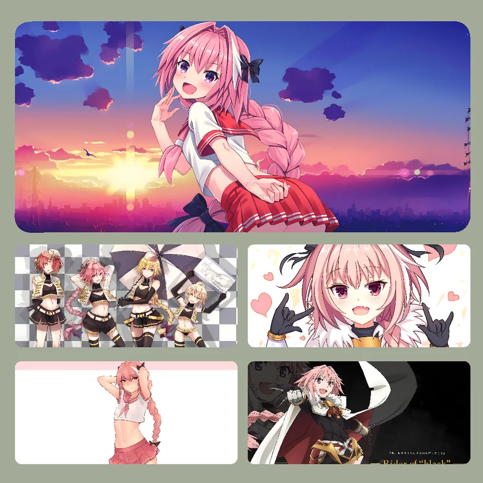 Anime Girl Astolfo MousePad Veľká herná podložka Mouse Lockedge Zhruba počítačová klávesnica stolný stôl mat