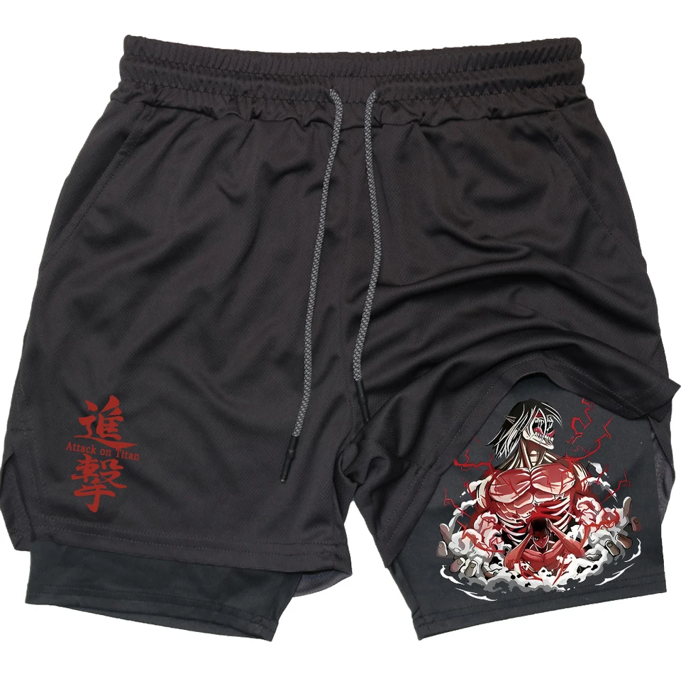 Anime Gym Shorts Men Fitness Gothic Manga 2 v 1 výkonné kraťas