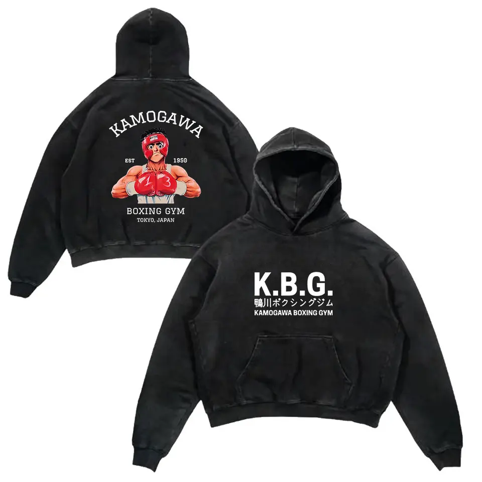 Anime hajime no ippo umývané mikiny hip hop ulica harajuku kamogawa boxerská posilňovňa KBG Tlač bavlnu mikinu pre mužov pre mužov