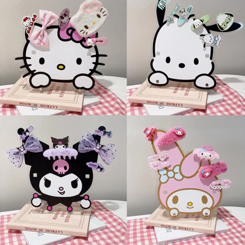 Anime Hello Kitty akrylové okuliare držiak sanrio kuromi vlasové klipové klipové úložisko stojan kawaii displej dekorácie dekorácie ornament darček