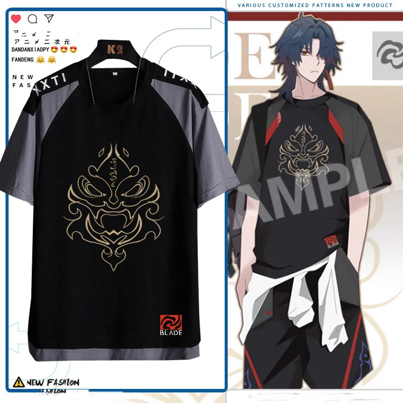 Anime Honkai Star Rail Blade Cosplay Tričko Cool Summer Blade Casy Tops Tops Tops Streetwear Sports Sport