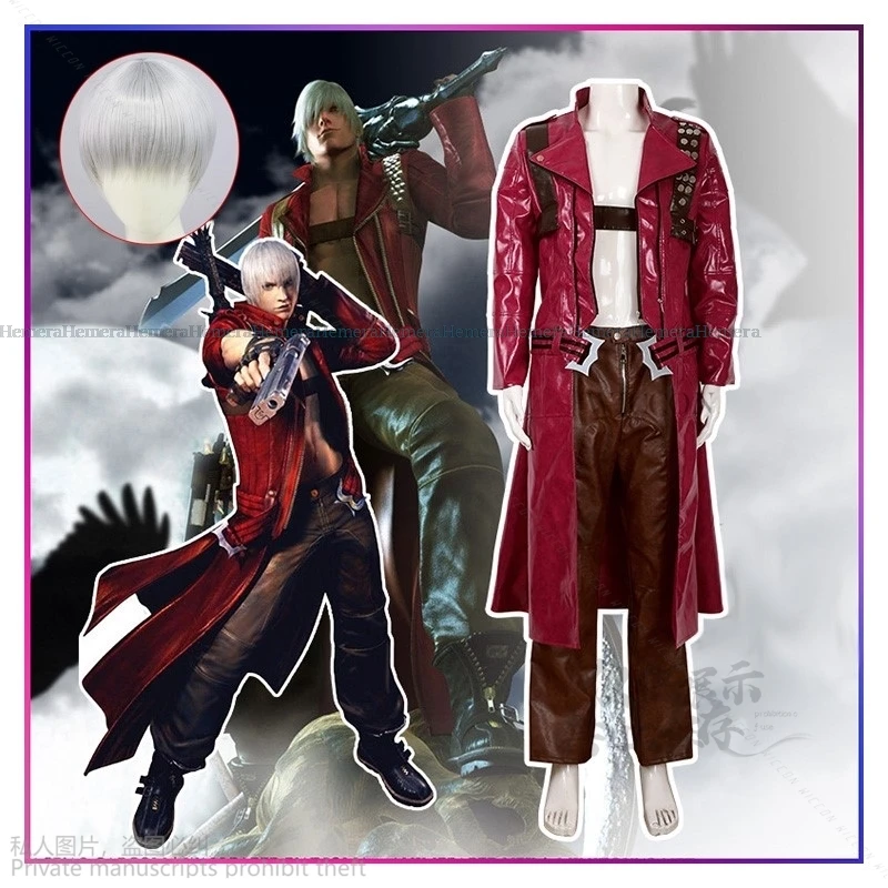 Anime hra Dante Cosplay kostým Pánsky kostým DMC Devil Dospelý Halloween Cosplay môže kostým sexy bunda plač strieborné parochne