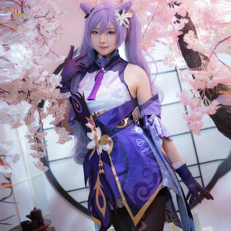 Anime hra Genshin Impact keqing Hutao cosplay kimono uniforma kostým parochň