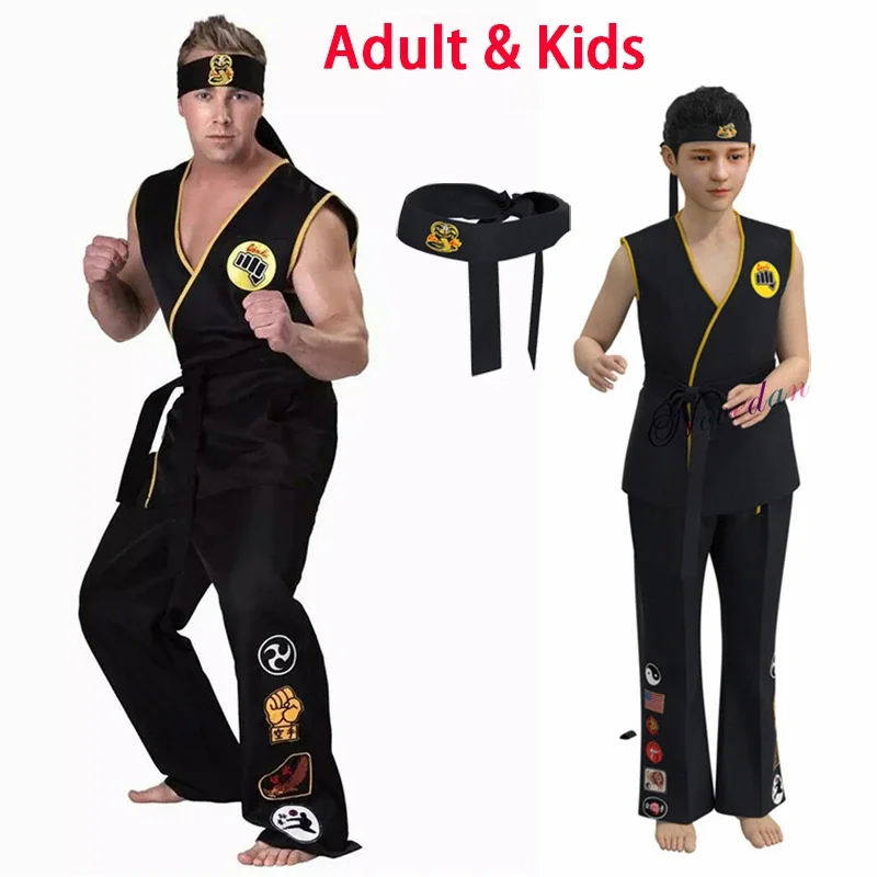 Anime hra kof cosplay kostým cobra kai val armorr karate uniforma taekwondo oblečenie pre muža deti gladiátor rola hre kostým