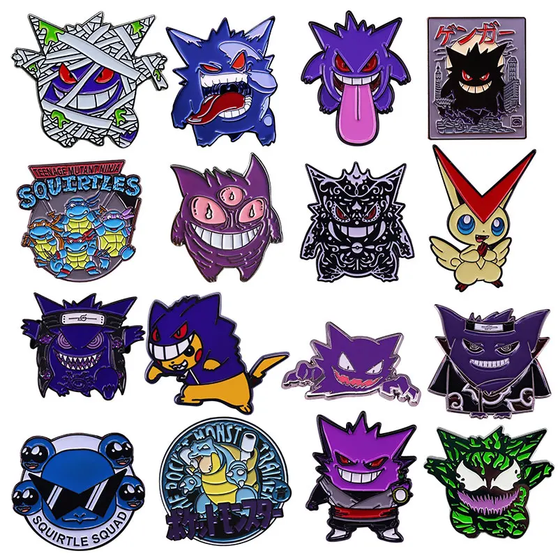 Anime hry Pokemon Smalt Pins zbierajú mobbly gengar kovová karikatúra brošľový batohový klobúk vrecko na golier klopne odznaky