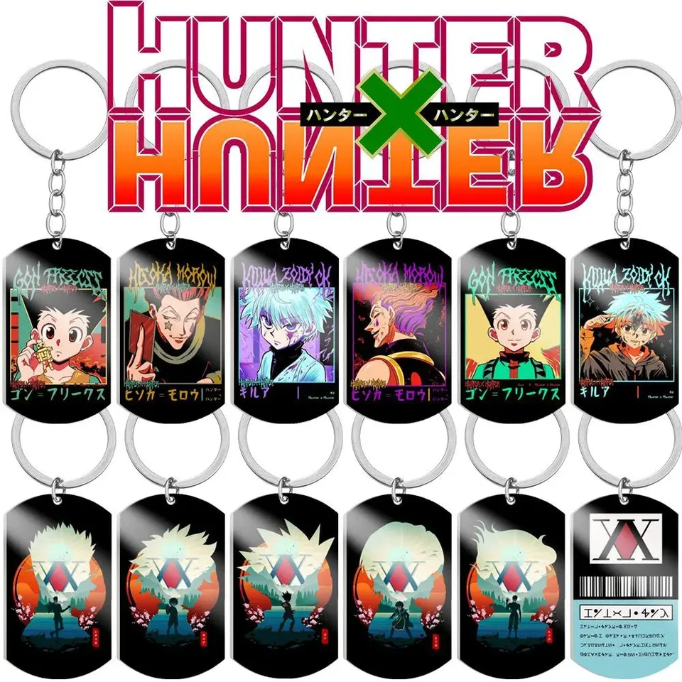 Anime Hunter x Hunter Keychain Farebný lovec Licencia z nehrdzavejúcej ocele Klápeľ Kľúčenky Trendy šperky Kľúčy pre mužov a ženy
