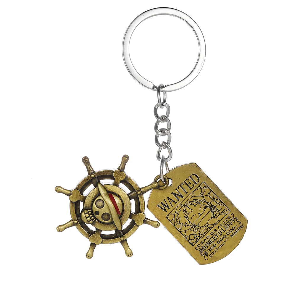 Anime jeden kus kľúča kľúča Luffy Straw Hat and Dog Tag Tag Men Men módne doplnky šperky kľúče pre fanúšikov