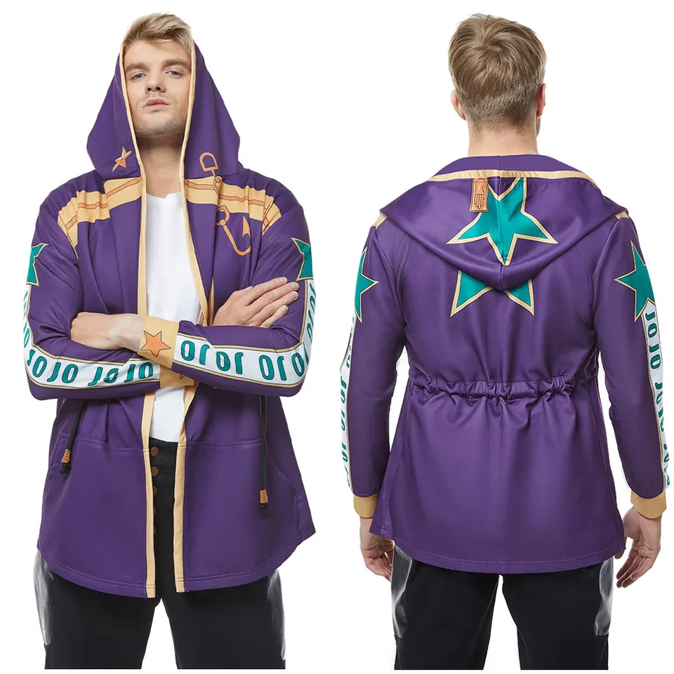 Anime JoJo Stone Ocean Kujo Jotaro Cosplay Hoodie Pullover Jacket Coat Long Replay Mikina