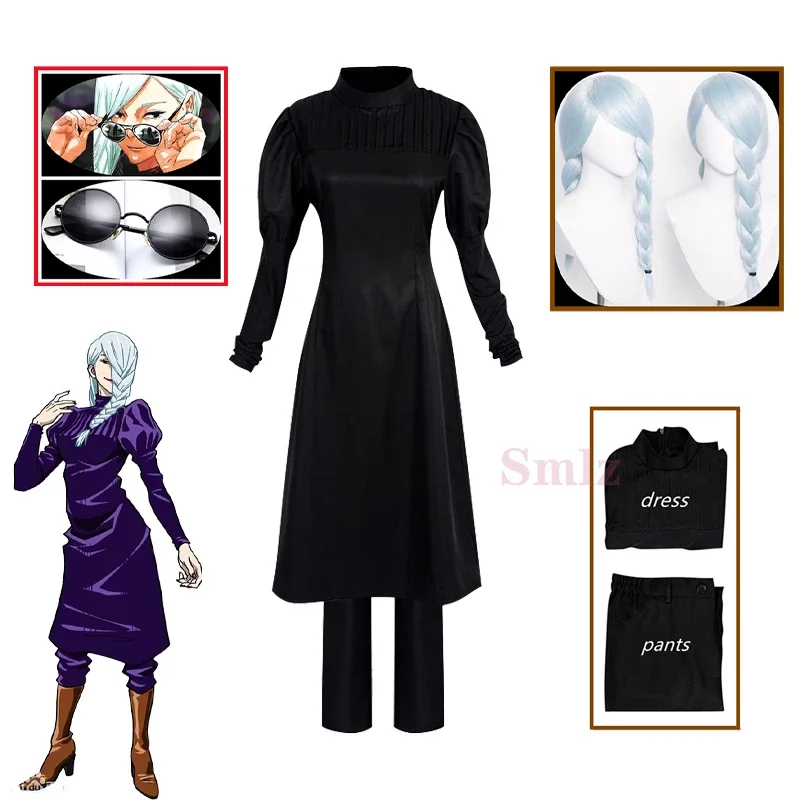 Anime jujutsu kaisen mei mei cosplay kostým parochňou slnečné okuliare na halloweenské večierky rekvizity JS6164