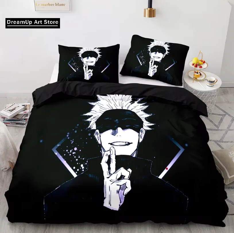 Anime jujutsu kaisen Satoru gojo posteľná súprava sada roztomilá prikrývka kryt postele s vankúšom dvojčatá single kráľovná kráľa veľkosti chlapcov dospelí