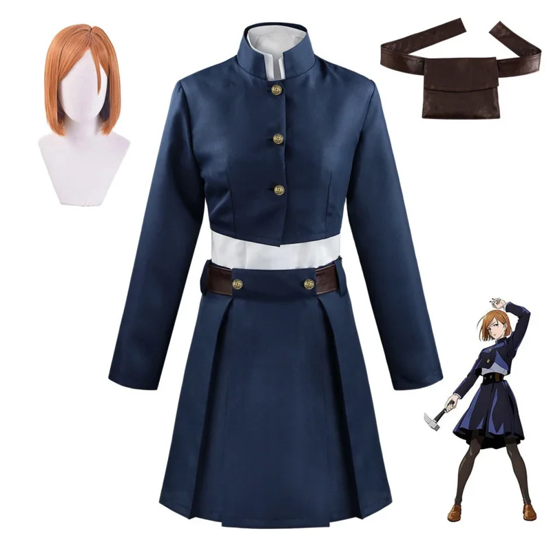 Anime jujutsu kaugisaki Nobara cosplay kostým top sukňa Halloween parochne dám