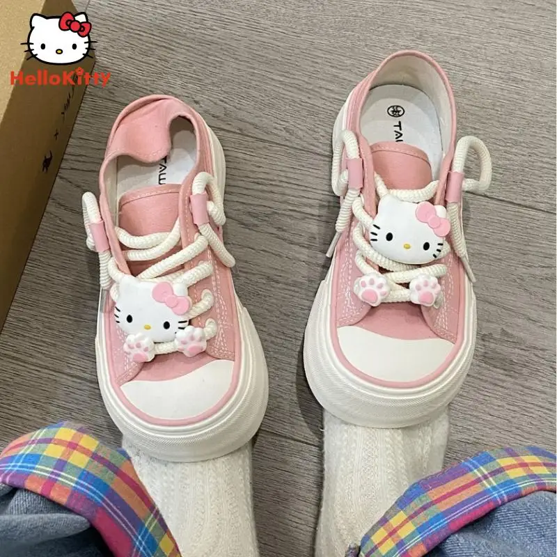 Anime karikatúra plátno topánky kawaii hellokitty protišmykové topánky Študenti Študenti príležitostné topánky sladké priedušné topánky