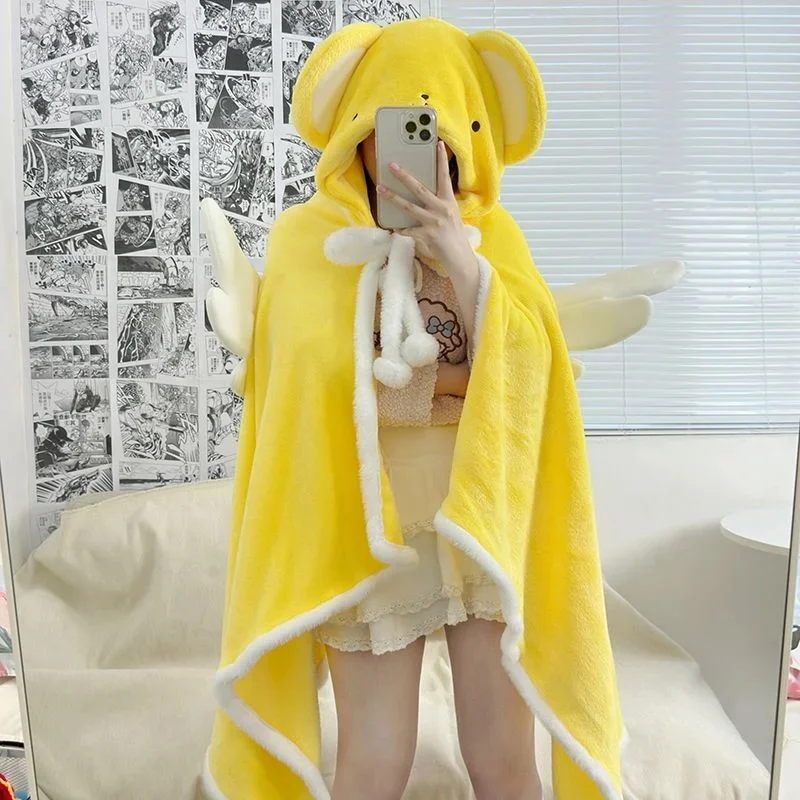Anime karty Únoscovia Sakuras Plyš na pyžamy Cerberus s kapucňou prikrývku anime plášť Cosplay kostým prop spánok oblečenie nositeľná prikrývka
